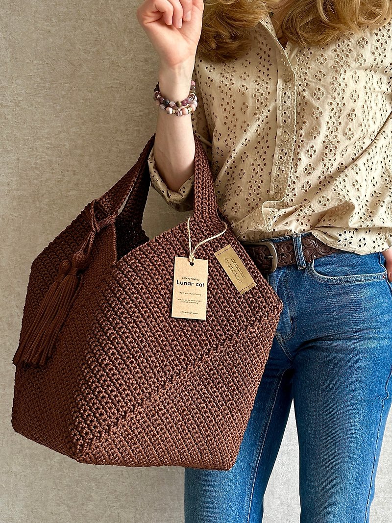 Crochet Squa Bag XXL size, Reusable Grocery Bag, Shoulder Bag Crochet - Handbags & Totes - Polyester Multicolor