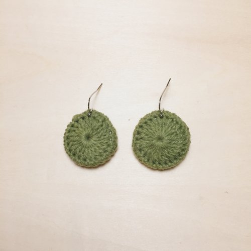 鳥嶼 Niaoyoo 復古草綠毛線編織耳環