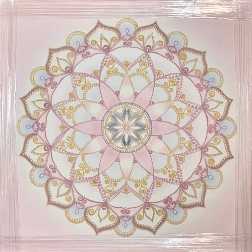 Abhajyotii喜悅手作坊禪.靜心Zen.Mandala.Flower of life 獨家創作入選獎 60cm溫馨四季喜悅禪生命之花曼陀羅 油畫布無框畫