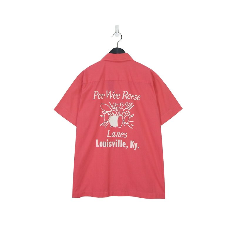 ‧PRANK：DOLLY ::ヴィンテージヴィンテージピンク刺繍ボウリングシャツ（T805087） - シャツ・ブラウス - コットン・麻 ピンク
