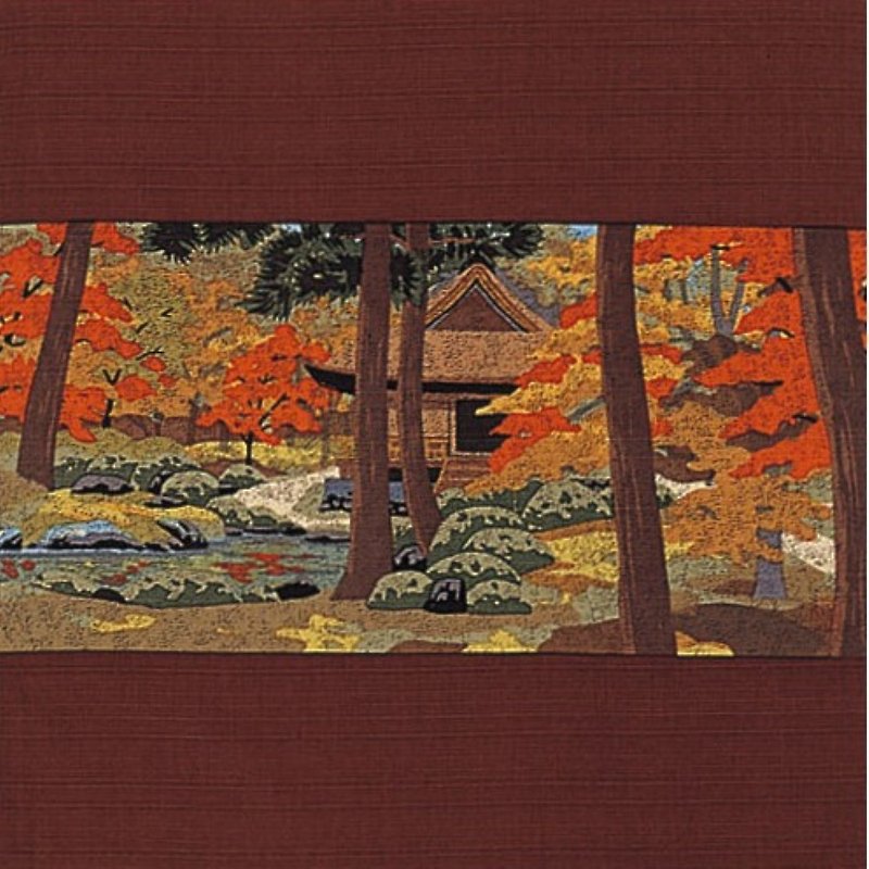 Kyoto Furoshiki Towel - Masao Ido Middle Towel - Sanzenin Maple Leaf (Tea) - Items for Display - Cotton & Hemp 