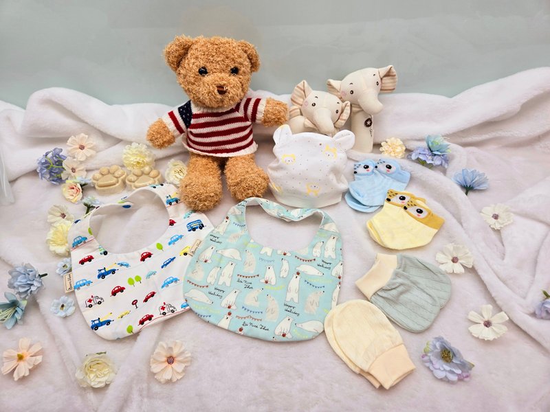 北極熊車車搖籃滿月禮/彌月禮盒/生日/新生兒/送禮/口水巾 - 圍兜/口水巾 - 棉．麻 多色
