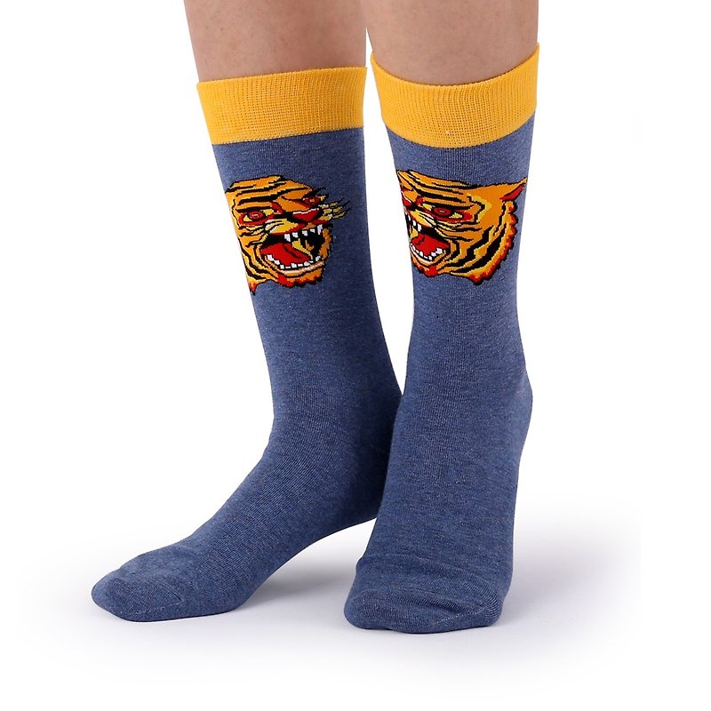 Viken Plan棉襪男女襪子四季通用VP短襪個性時尚花色彩色虎頭 - 襪子 - 棉．麻 