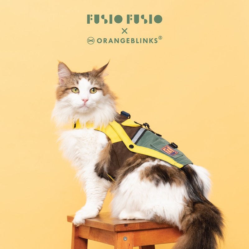 Pet Workwear Corset Yellow + Coffee S/XL (XS/M/L sold out) - ชุดสัตว์เลี้ยง - ผ้าฝ้าย/ผ้าลินิน 