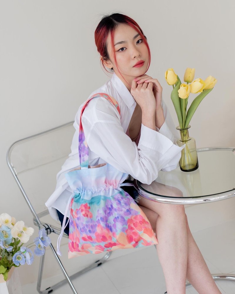 Vibes.brandd - Cheerful Dream Bucket Bag - กระเป๋าถือ - เส้นใยสังเคราะห์ หลากหลายสี