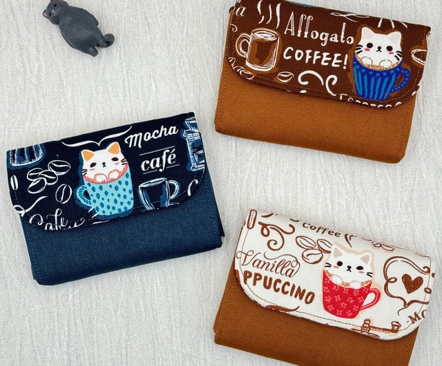 Cat Cafe handmade three-layer coin purse Shop natural handmade Coin  Purses Pinkoi