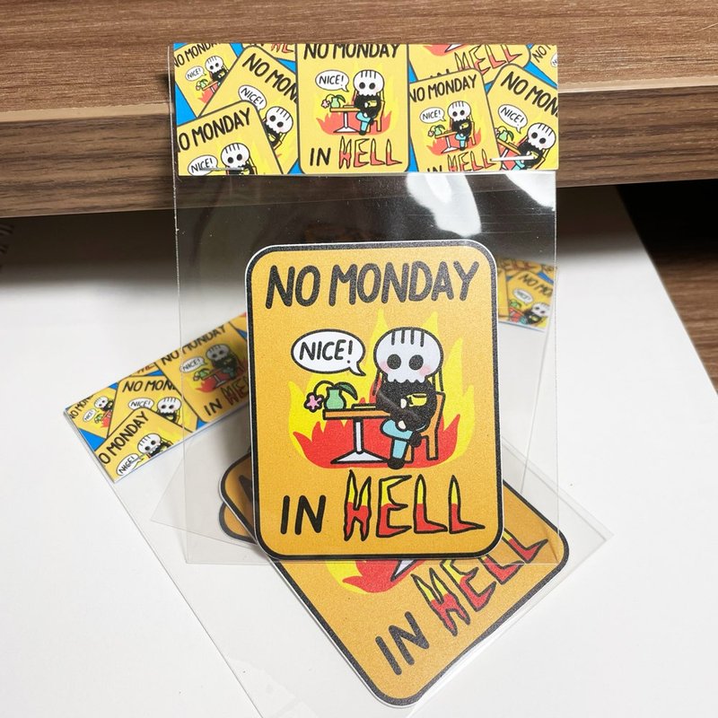 No Monday in Hell Sticker - สติกเกอร์ - พลาสติก สีส้ม