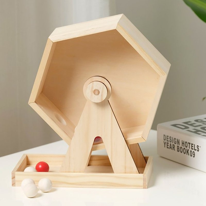[DIY Handmade] Good Luck Hand-cranked Lottery Machine Material Pack - Wood, Bamboo & Paper - Wood Khaki