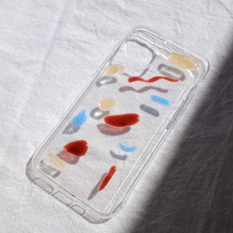 Color palette series original hand-painted abstract oil painting style resin transparent hand-made mobile phone case for IPhone 11 Pro - เคส/ซองมือถือ - เรซิน สีใส