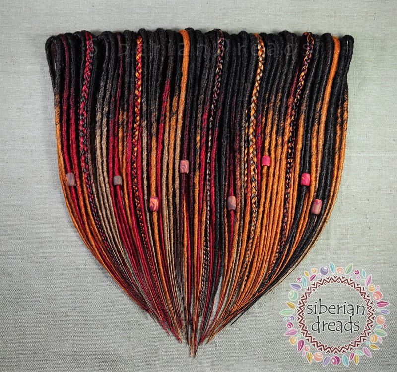 Beautiful Autumn dreadlocks / Crocheted smooth texture / Gypsy hair - 髮夾/髮圈 - 其他材質 紅色