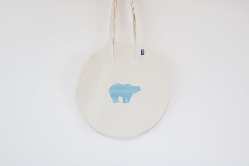 MaryWil圓形小文青環保袋-北極熊 - 側背包/斜背包 - 棉．麻 白色