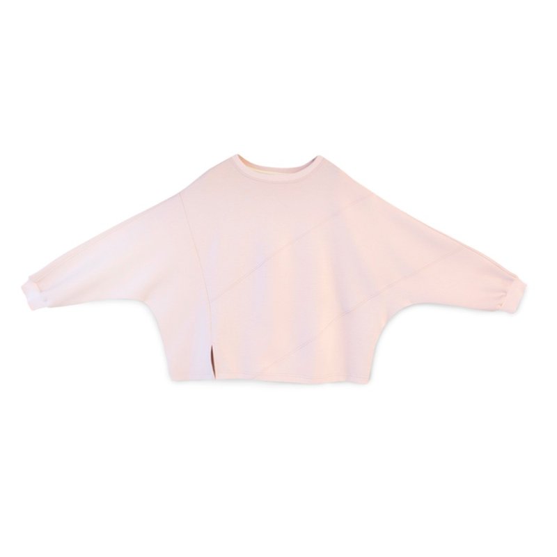 【Simply Yours】Stitched bat sleeve college T pink F - Women's T-Shirts - Cotton & Hemp Pink