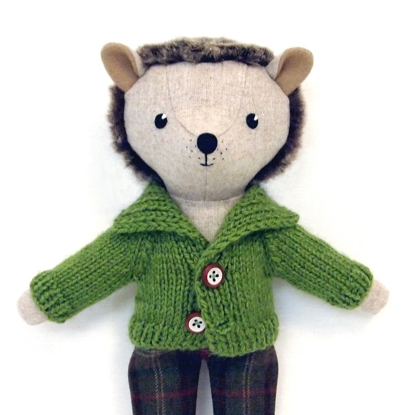 Hedgehog boy, wool stuffed plush toy, handmade soft doll - Stuffed Dolls & Figurines - Wool Multicolor