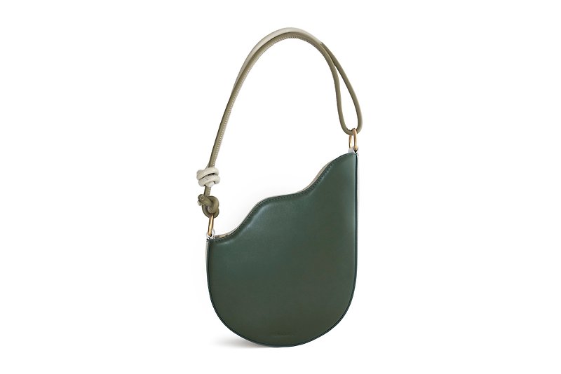 Femance Calla 墨綠 波浪形 手提包 斜背包 原創設計 小眾 - 側背包/斜背包 - 真皮 綠色