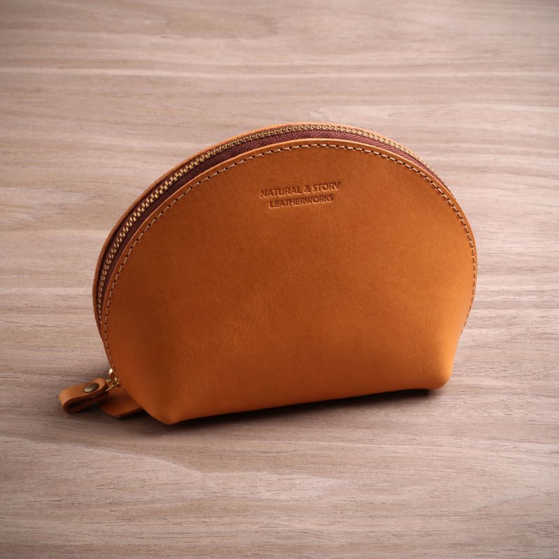 [NS Handmade Leather Goods] Leather Zipper Cosmetic Bag (Free Printing) - Toiletry Bags & Pouches - Genuine Leather 