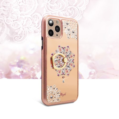 apbs 雅品仕 水晶彩鑽手機殼 iPhone 11 全系列水晶彩鑽全包鏡面指環扣雙料手機殼-映雪戀