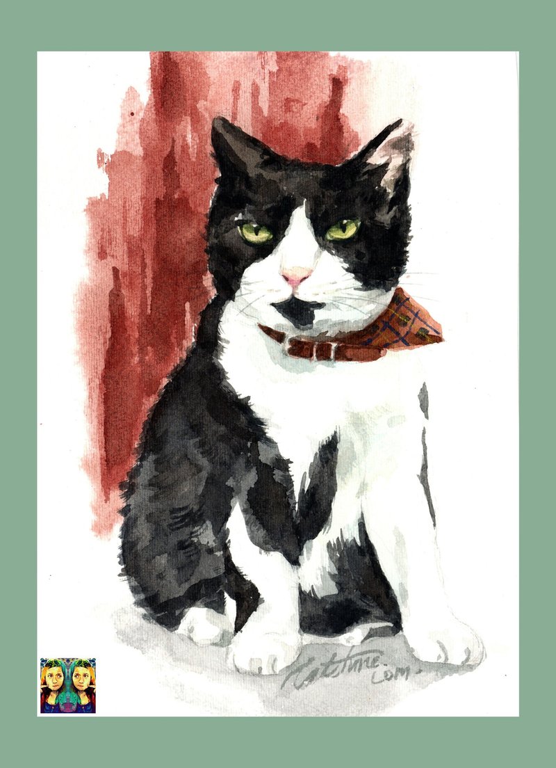 Cat Coffee 2_Original hand-painted work (only one piece) - Posters - Paper 