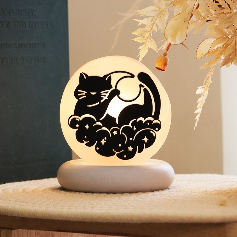 星幻夢夜 I 小剪影 I 白鹽款  l 鹽燈 l 貓系列 l 擺飾 夜燈 - 擺飾/家飾品 - 玉石 