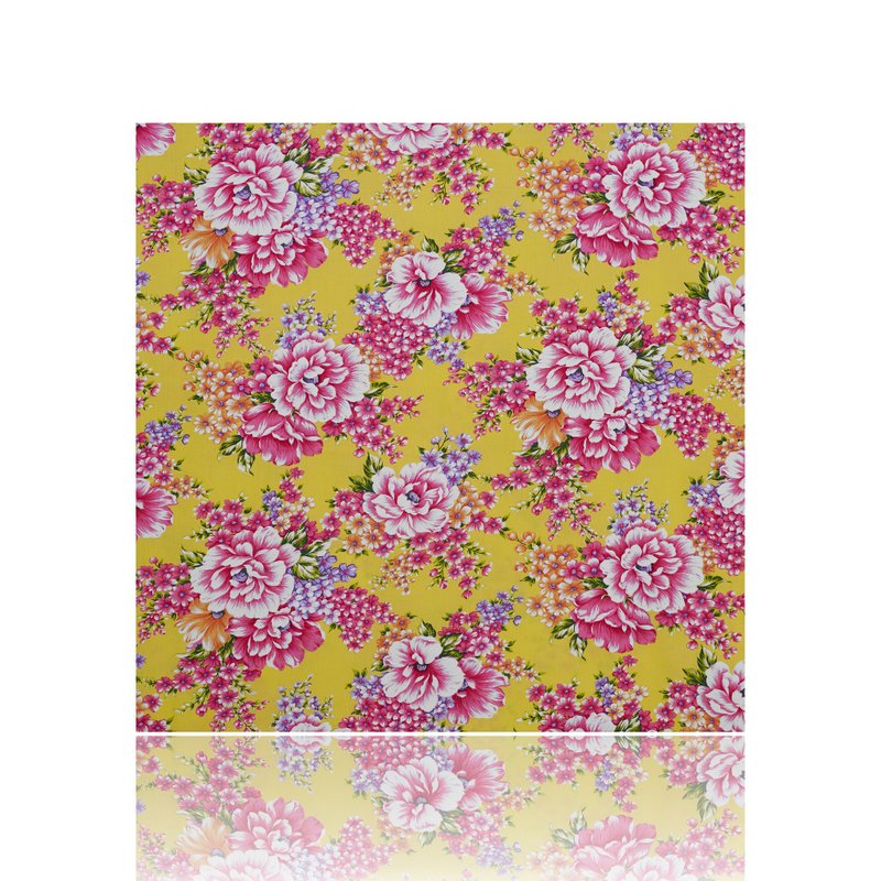 【花布先生】大牡丹花布 x 黃色 - 編織/刺繡/羊毛氈/縫紉 - 棉．麻 黃色
