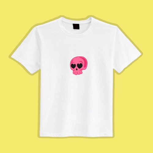 CHIC SHOP 插畫設計館 Q版 骷髏頭 愛心 衣服 白T T恤 童裝 短袖 純棉 上衣 吸濕排汗 涼