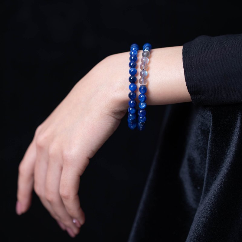 Kyanite, Moonstone, 925 Sterling Silver Findings Bracelet - Bracelets - Semi-Precious Stones Blue