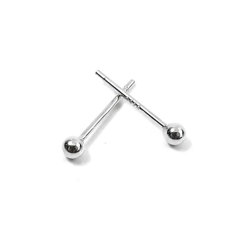 Geometric Geometry 2.5mm small sterling silver ball earrings - ต่างหู - เงินแท้ สีเงิน
