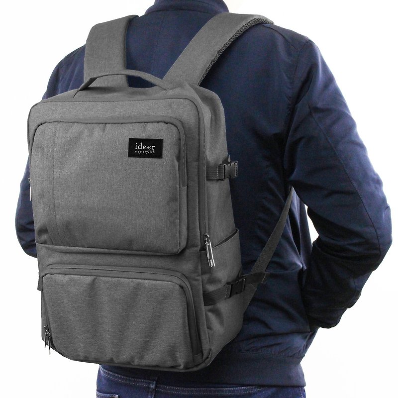 Noland Misty Grey Simple gray multi-purpose SLR camera backpack / laptop backpack - กล้อง - วัสดุอื่นๆ สีเทา