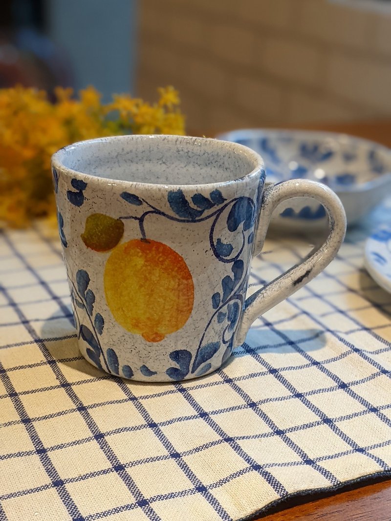 Italian Handmade Pottery-AM Amalfi Coast Lemon Tree Mug 360ml - Mugs - Pottery Blue