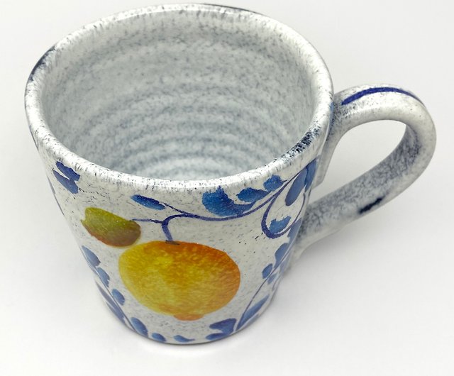 Handmade Ceramic Lemon Coffee Mug with Blue and Gold Details - Unique 10oz  Hand Thrown Pottery Mug – Enjoy Ceramic Art