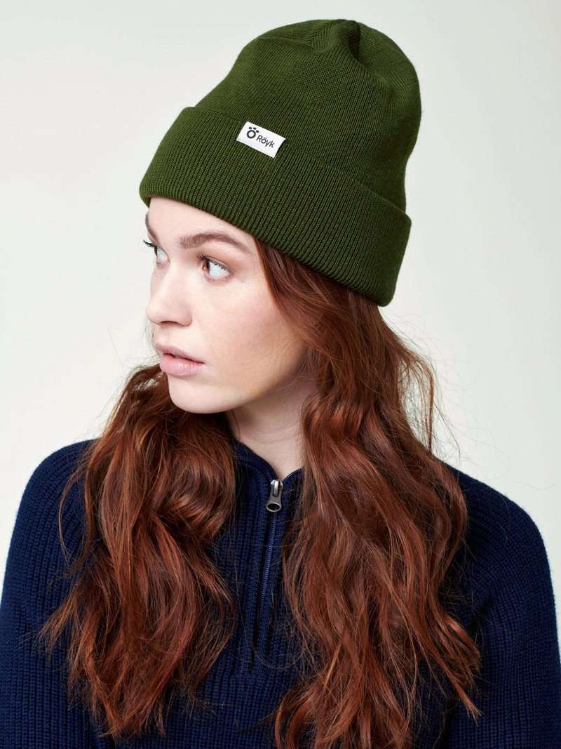【ROYK】Day Merino Beanie - Green Woods Merino Wool Hat_Dark Green - Hats & Caps - Wool Green