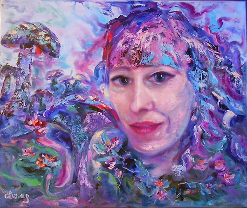 Original oil painting artist Svinar Oksana Original Oil Painting On Canvas Girl in Wonderland Love Artist Svinar Oksana