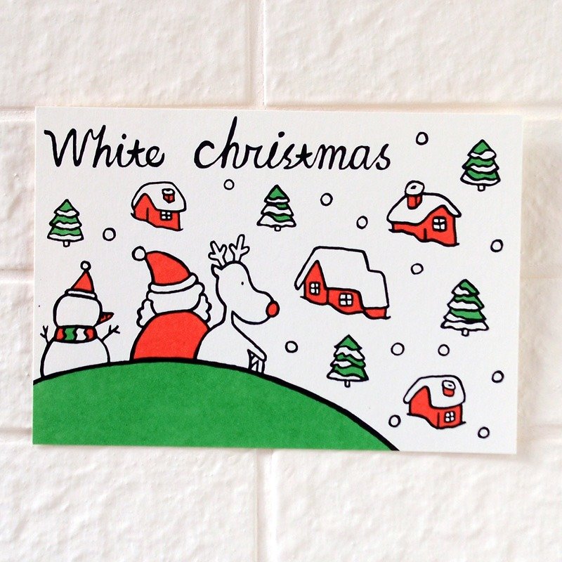 Christmas Card - Santa Claus and Elk Postcard No. 09 - การ์ด/โปสการ์ด - กระดาษ ขาว