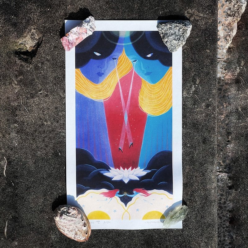 XVI. 双子。ブラックスプリングス オラクル カード アートの複製画 - ポスター・絵 - 紙 