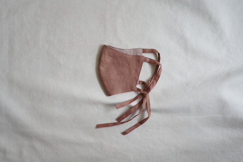 unisex mask | 雙色綁帶口罩 |  珊 瑚  x  櫻 - 口罩/口罩收納套 - 棉．麻 粉紅色