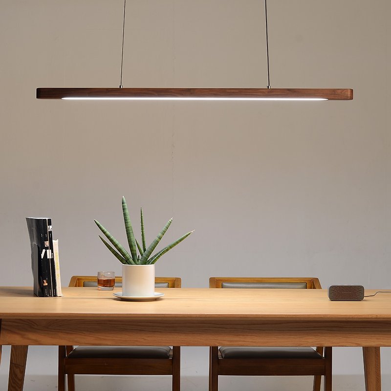 Log geometric strip light Nordic Zen modern minimalist chandelier - โคมไฟ - ไม้ หลากหลายสี
