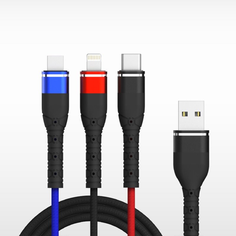 GaN Gallium Nitride 65W Three-Port USB-A+USB-C+USB-C/PD Power Supply/Charging Pack - Chargers & Cables - Plastic Black