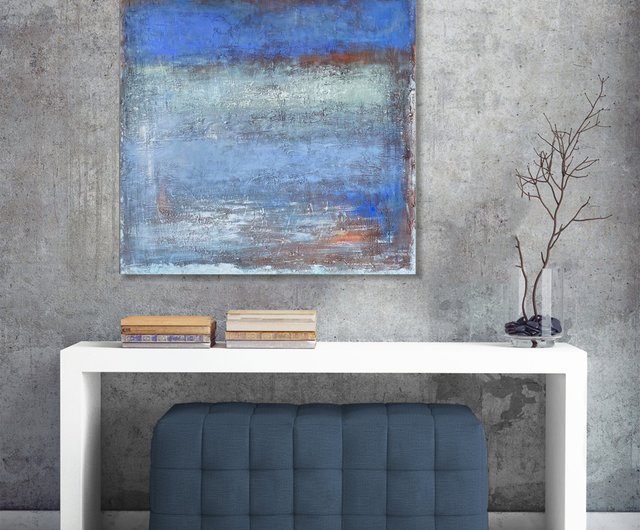 ～輝～ 見る角度で違う 海の絵 デコアート 絵画 原画 青と金の抽象画 アートパネル BWA120 水の抽象 50x50cm 抽象画 絵画 50角 青 海