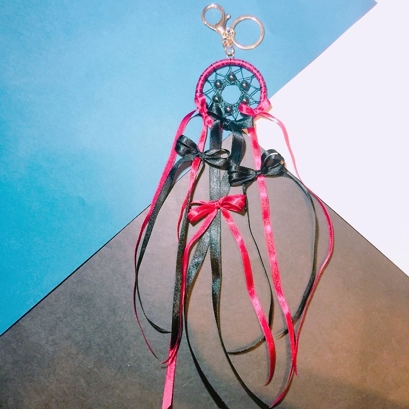 Burgundy bow Dreamcatcher Keychain - Keychains - Polyester Red