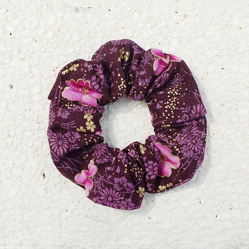 Sakura flying hair bundle _ purple / large intestine donut hair ring - เครื่องประดับผม - ผ้าฝ้าย/ผ้าลินิน สีม่วง