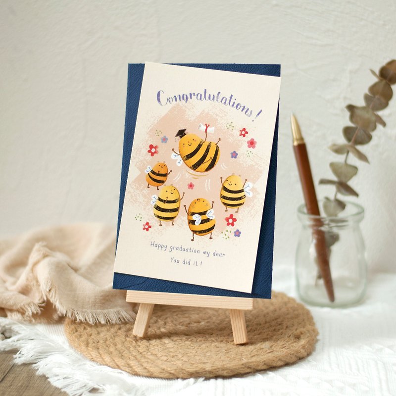 กระดาษ การ์ด/โปสการ์ด ขาว - graduation card-little bee