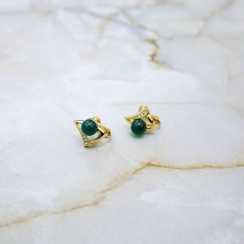Emerald Vintage Ear Clips - Earrings & Clip-ons - Gemstone Green