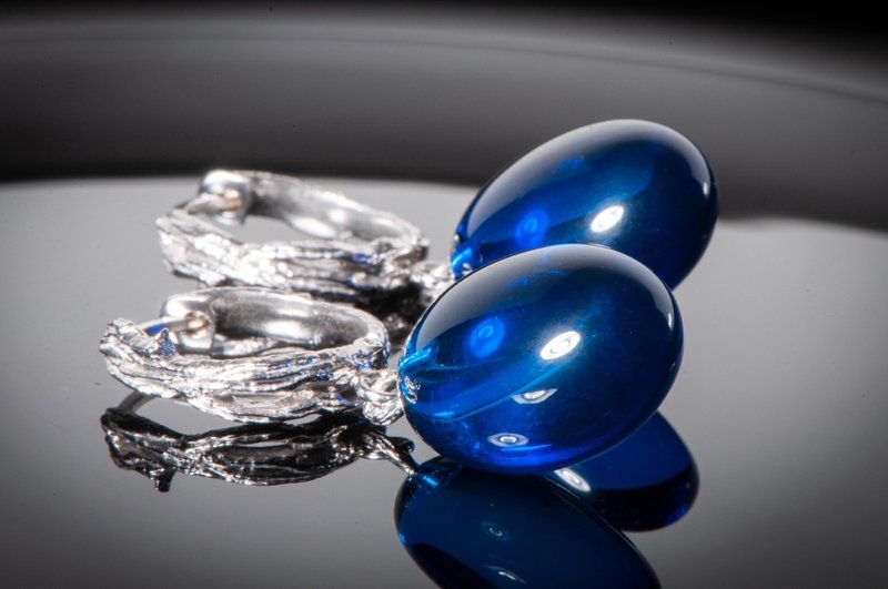 優雅波羅的海藍琥珀耳環  天然之美 - 耳環/耳夾/耳骨夾 - 半寶石 藍色