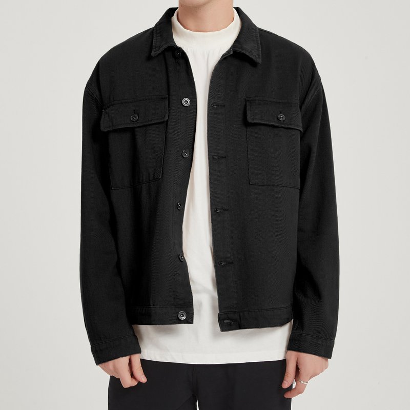 【換季特賣】工裝外套 Worker Jacket/簡約款式/純棉材質/情侶/古 - 男夾克/外套 - 棉．麻 黑色