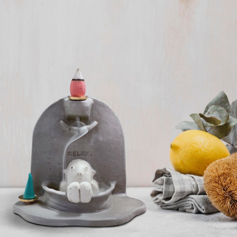 【Handmade】Relax • Back-flow Incense Burner - Items for Display - Clay Gray
