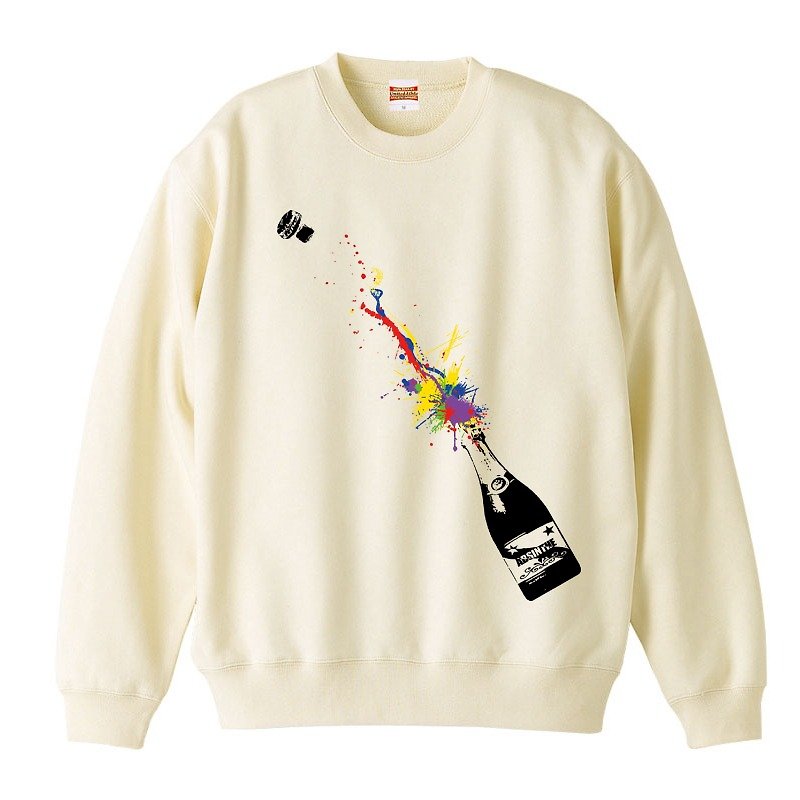 [Sweatshirt] Champagne - เสื้อยืดผู้ชาย - ผ้าฝ้าย/ผ้าลินิน ขาว