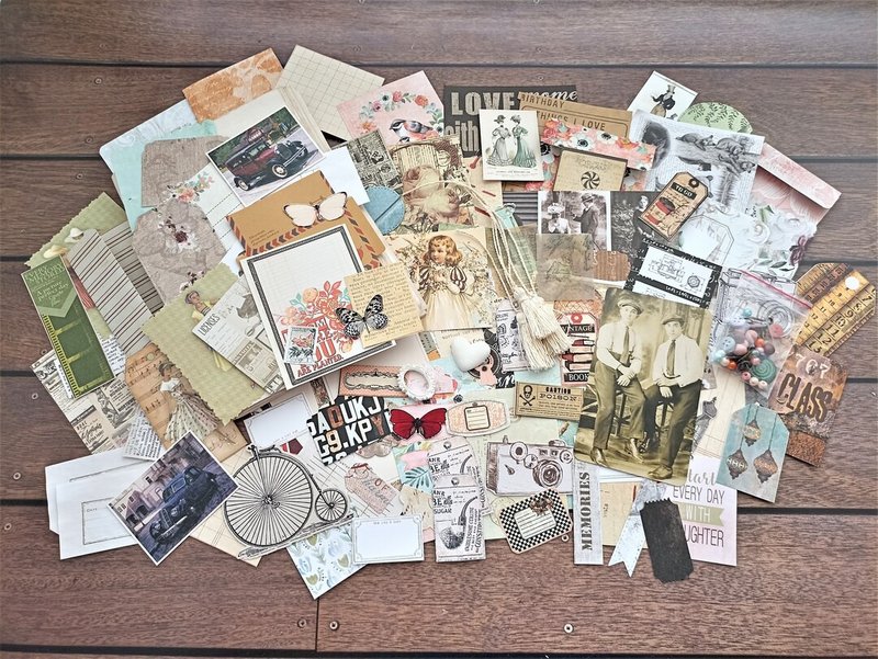 Large ephemera paper kit Junk journal kit for sale DIY kit Available 105+ pieces - Notebooks & Journals - Paper White