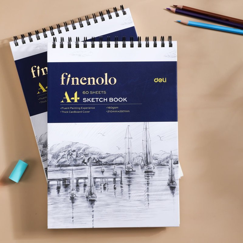 Deli Finenolo Sketchbook/EC275/Horizontal/EC276/Vertical/60 Pages/A4 - Notebooks & Journals - Paper Blue