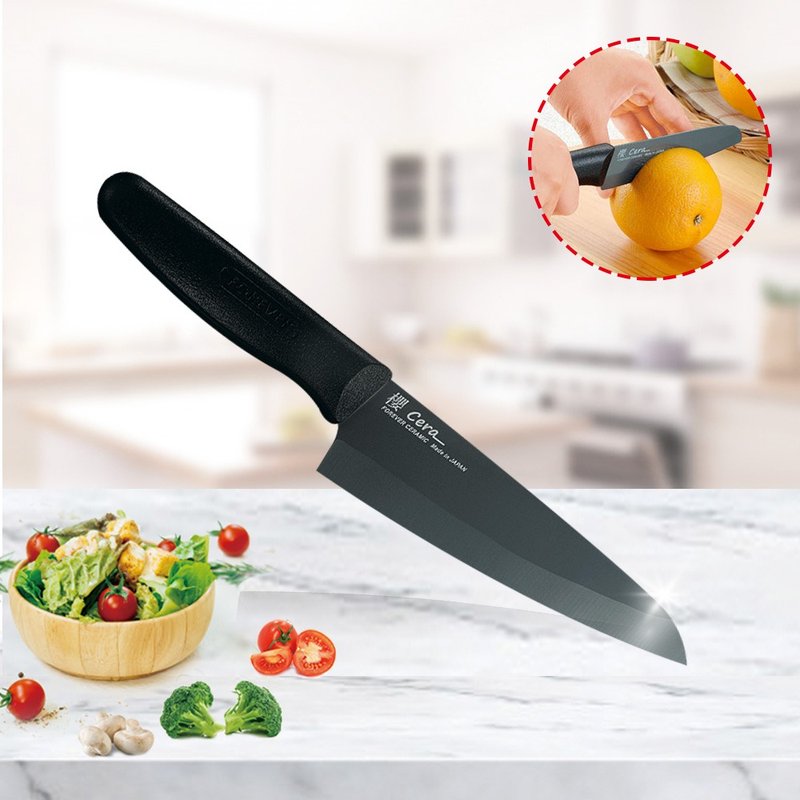 [FOREVER] 100% Made in Japan FOREVER Sakura Series Sliding Ceramic Knife 16CM-Black - Knives & Knife Racks - Porcelain Black