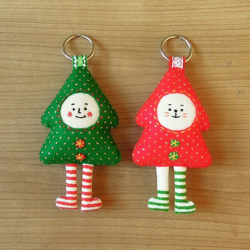 y planet _ [gold green] Christmas tree ornaments / key ring - ที่ห้อยกุญแจ - เส้นใยสังเคราะห์ สีเขียว