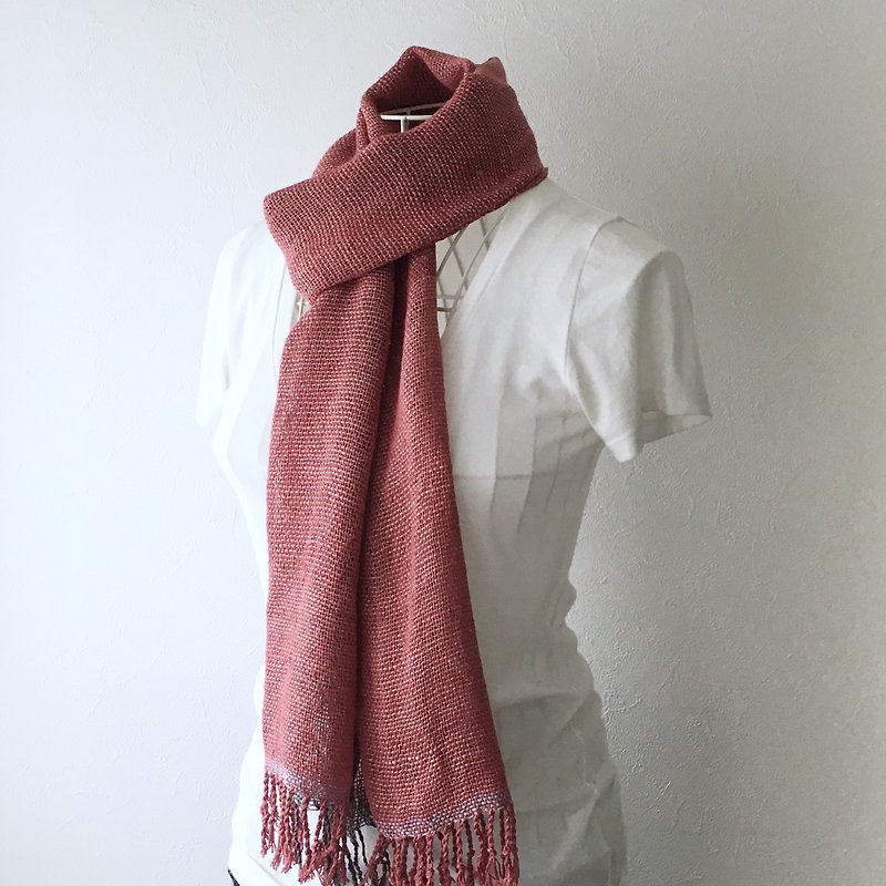 [Silk] Unisex handwoven scarf Pink and Gray - ผ้าพันคอถัก - ผ้าไหม 